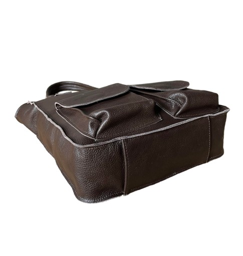 CZEKOLADOWA TOREBKA SKÓRA NATURALNA SHOPPER BRĄZOWA TORBA SKÓRZANA A4 XL