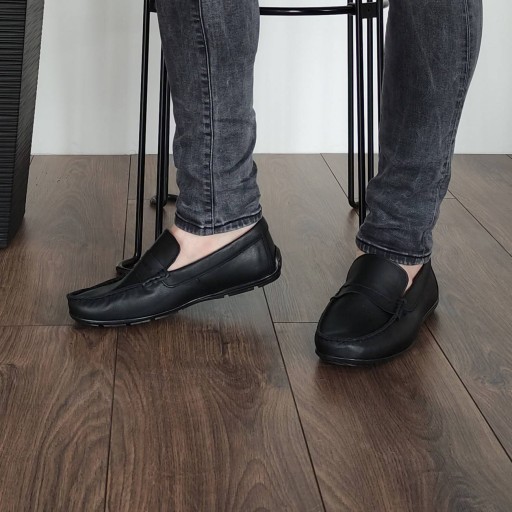 Buty męskie mokasyny skórzane 894MA czarne 44