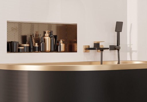 RAIN GAUGE Black GOLD Смеситель для ванны, для умывальника