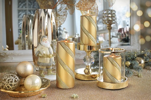 Декоративный НАБОР СВЕЧЕЙ VELLA GOLD ARTMAN, блестки