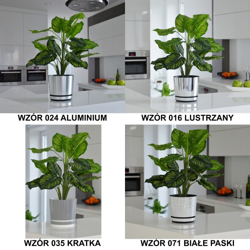 Горшок для цветов с подставкой 14 см, GLOSSY GREEN, гламурный зеркальный блеск