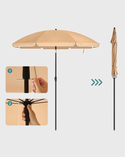 PARASOL OGRODOWY PLAŻOWY TARASOWY beże i brązy 200 x 240 cm