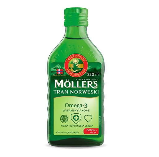 Масло печени трески Moller's Норвежское яблоко Омега-3 + D3 250мл