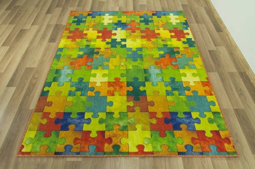 DYWAN DZIECIĘCY DO POKOJU DZIECI KOLOROWY PUZZLE NA WYMIAR FILC 200x200 cm