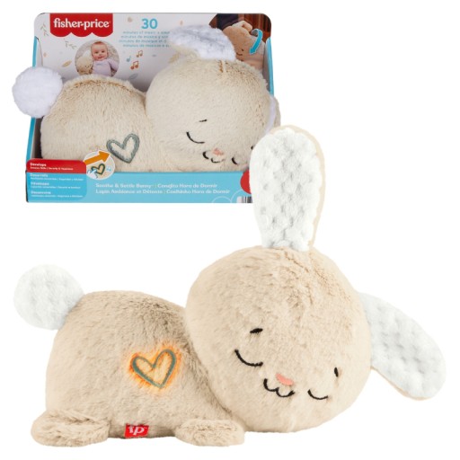 УСПОКАИВАЮЩАЯ ИГРУШКА ДЛЯ ОБНИМАНИЙ FISHER PRICE СО ЗВУКАМИ СПЯЩИЙ ЗАЙЧИК
