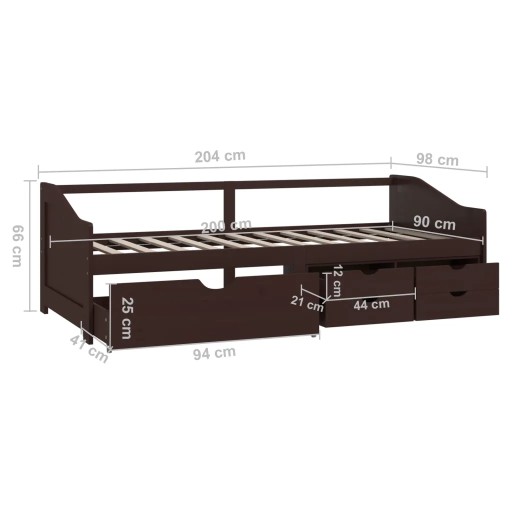 3-osobowa sofa/łóżko z szufladami, ciemnobrązo