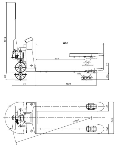 ГРУЗОВИК С ВЕСОМ РУЧНОГО PALLER 2,5 Т HOLZMANN HUB25KG 2500 KG