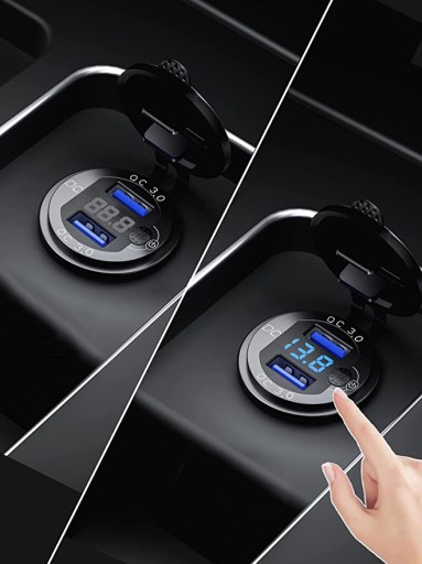 ŁADOWARKA SAMOCHÓD GNIAZDO 2xUSB QC3.0 DC 12V-24V