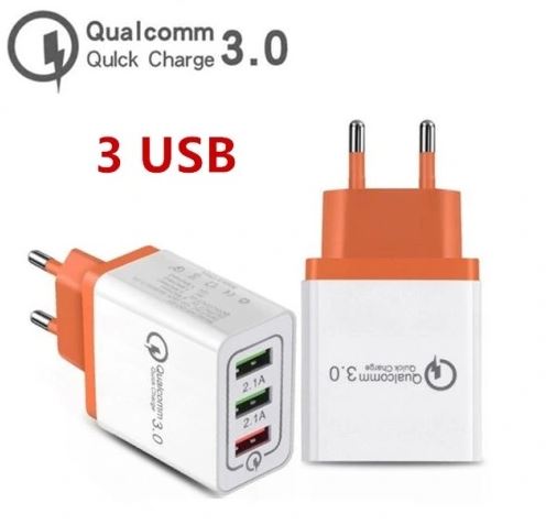 ŁADOWARKA SIECIOWA SZYBKA QUICK CHARGE 3.0 3xUSB