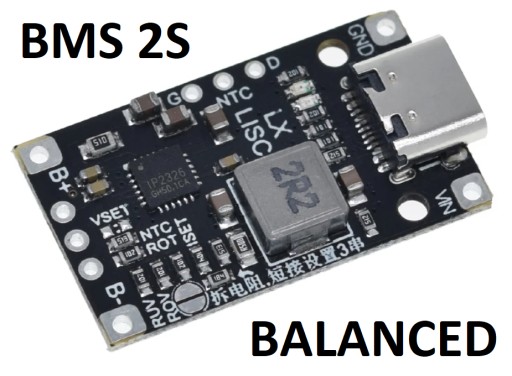 Зарядное устройство и балансир для литий-ионных аккумуляторов 15 Вт BMS 2S (8,4 В) USB-C / 0067