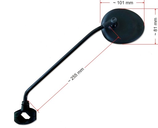 Lusterko rowerowe AJS długie ramię 25 cm, czarne