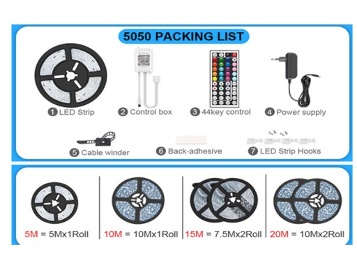 СВЕТОДИОДНАЯ ЛЕНТА 20М RGB 5050 ВОДОНЕПРОНИЦАЕМЫЕ ЦВЕТНЫЕ СВЕТОДИОДЫ