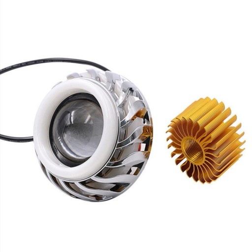 Motorcycle LED Headlight Projector Lens Dual Angel Devil Eye Head Lamp