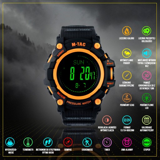 Тактические часы M-Tac Adventure черный/оранжевый
