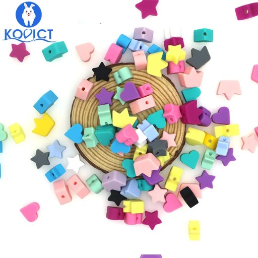 Kovict 30/50 шт. силиконовые бусины мини-корона в виде звезды и сердца для изготовления ювелирных изделий