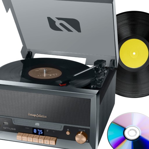 РАДИО CD СТЕРЕО 20ВТ ГРАФИТНЫЙ ПРОИГРЫВАТЕЛЬ + ДОПОЛНИТЕЛЬНЫЙ СТИЛЬ MUSE MT-110GS
