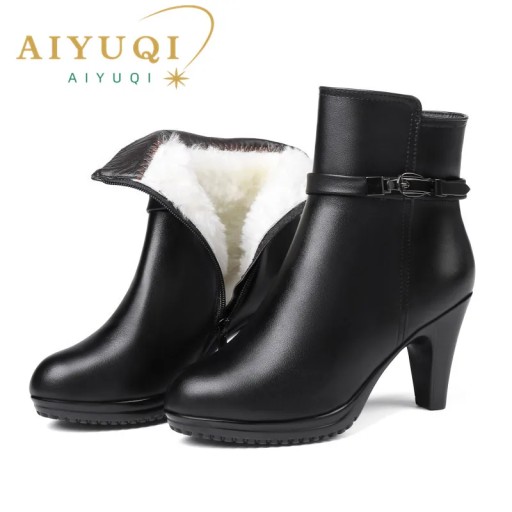 43 Brown Wool Women Boto Boto 2023 Nowe oryginalne skórzane kobiety buty zi