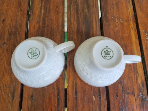 Filiżanki porcelana kubeczki sygnowane antyk retro zabytek PRL KAHLA 2 szt