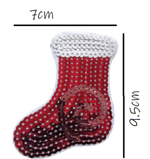 NAKLEJKA APLIKACJA ŁATKA ŚWIĄTECZNA CEKINY but 9.5cm x7cm