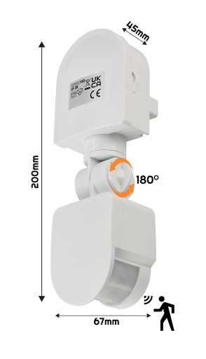 Czujnik Ruchu PIR Na Podczerwień IP44 220-240V AC MAX 300W Biały