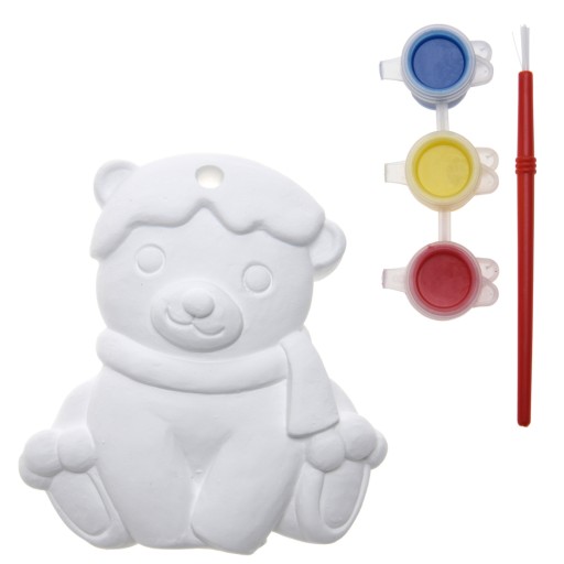 Świąteczna Bombka Do Malowania Zawieszka Ceramiczna Figurka DIY + Farby MIŚ