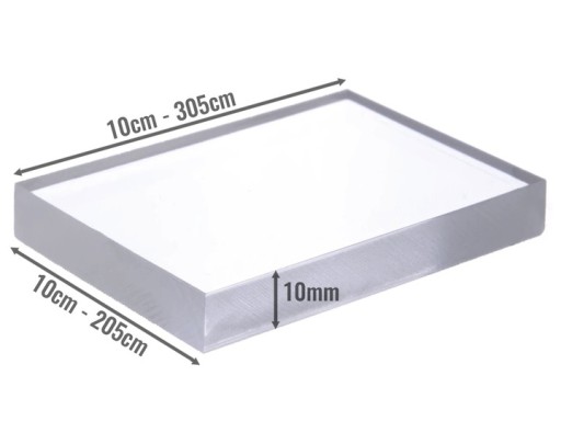 CIĘCIE PLEXI / PLEKSI NA WYMIAR - 10mm - Na Wymiar
