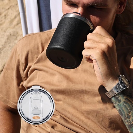 KUBEK KAWY KUBEK TERMOSOWY Z POKRYWKĄ Z UCHWYTEM STAL NIERDZEWNA 14 OZ