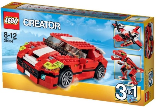 LEGO CREATOR 31024 Красные конструкции 3 в 1 Автомобиль-динозавр Самолет