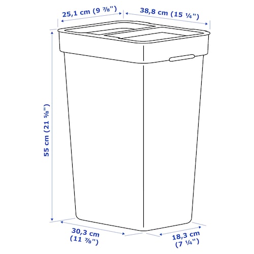 МУСОРНИЦА с крышкой, светло-серый 35л IKEA
