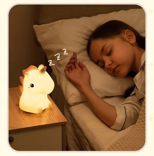Lampka Nocna Jednorożec LED Silikonowa 6 kolorów na USB