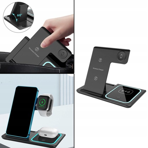 Подставка для беспроводного зарядного устройства 3in1 Qi Fast Charger