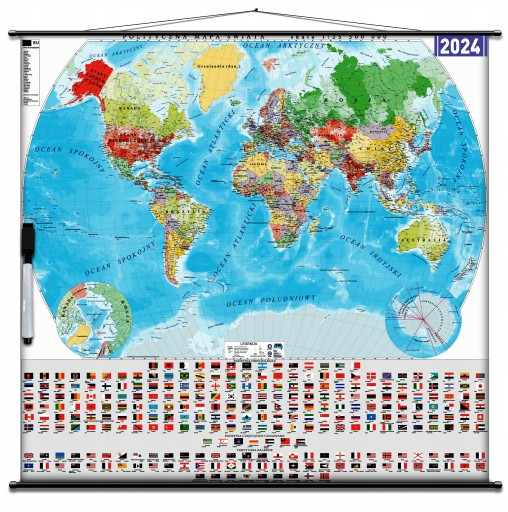КАРТА МИРА ДЛЯ СУХОЙ СТЕНЫ 160x160см ФЛАГИ СТРАН Актуальный 2024 г.