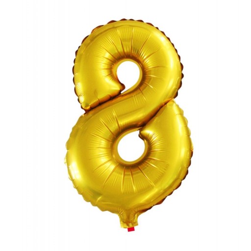 Balon foliowy złoty liczba 8 cyfra Urodziny 35cm