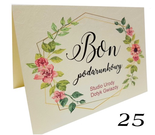 BONY PODARUNKOWE UPOMINKOWE voucher ŚWIĄTECZNE KOPERTA PAKIET 25 SZTUK