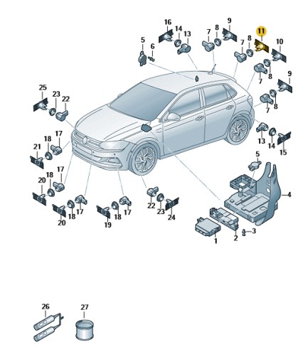 КРОНШТЕЙН ДАТЧИКА ПАРКОВКИ VW POLO DERBY VENTO OE