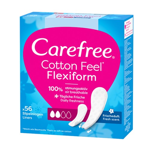 CAREFREE Cotton Feel Flexiform гигиенические прокладки неперфюмированные 56шт