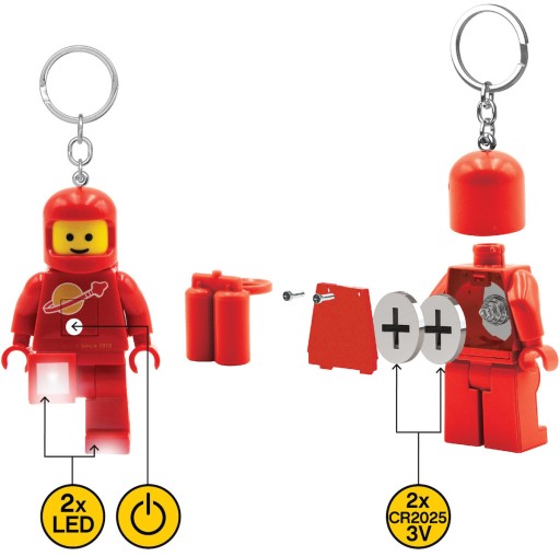 LEGO BRELOK LATARKA LED SPACE CLASSIC ASTRONAUTA SPACEMAN CZERWONY RED