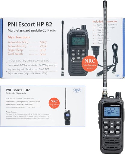 Przenośne radio ręczne CB PNI HP 82 Bateria Ładowanie USB-C antena Extra 45