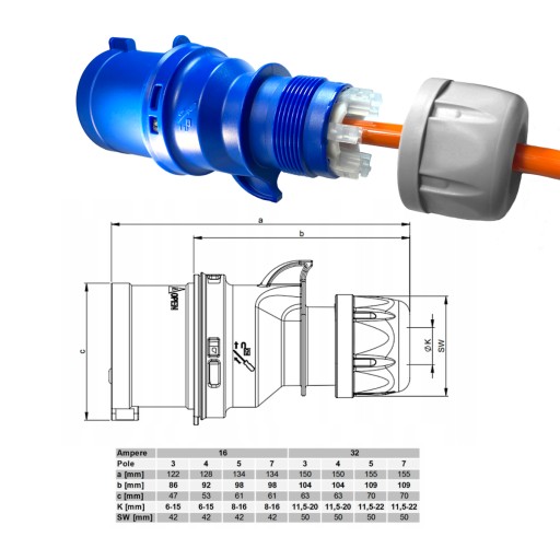 H07BQ-F УДЛИНИТЕЛЬНЫЙ КАБЕЛЬ PUR 3x2,5 45М ДЛЯ КАМЕРЫ CEE