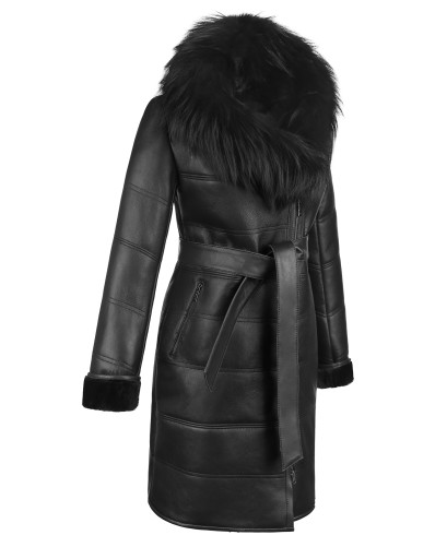 ДУБЛЕНКА КОЖАНАЯ ЖЕНСКАЯ SASKIA ЧЕРНАЯ XL/42