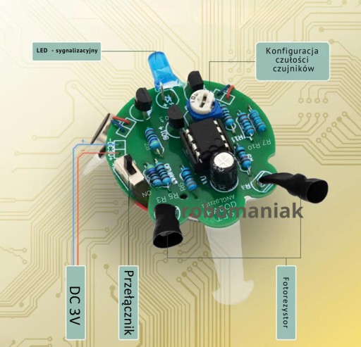 Robot reagujący na światło Zestaw do nauki lutowania KIT DIY