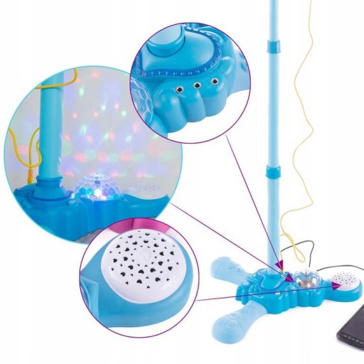 ДЕТСКИЙ КАРАОКЕ-МИКРОФОН НА ПОДСТАВКЕ, ПРОЕКТОР MP3, ДИНАМИК TOBBI-TOYS