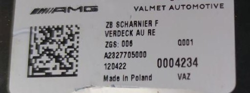 MERCEDES SL МЕХАНИЗМ КРЫШИ R232 W232 A2327705000