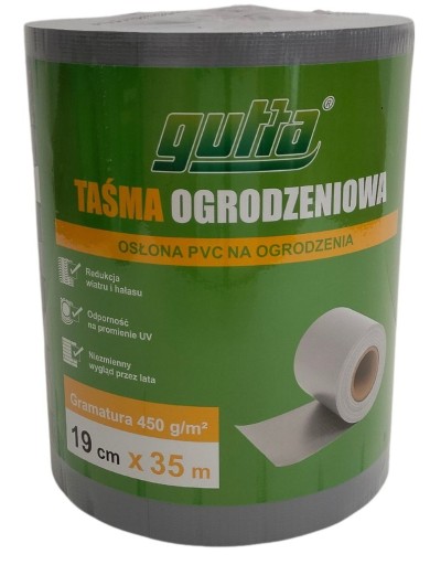 Taśma ogrodzeniowa 19 cm x 35 m szara 450 g/m2