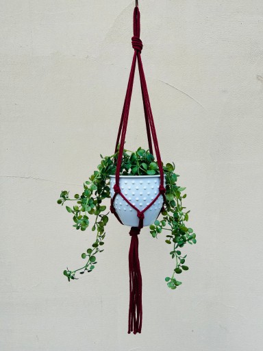 Kwietnik wiszący makrama ze sznurka boho BORDO