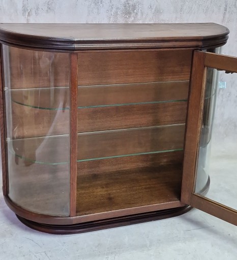 H-P WITRYNA SERWANTKA BIBLIOTECZKA ART DECO ZAOKRĄGLONE SZKLANE BOKI