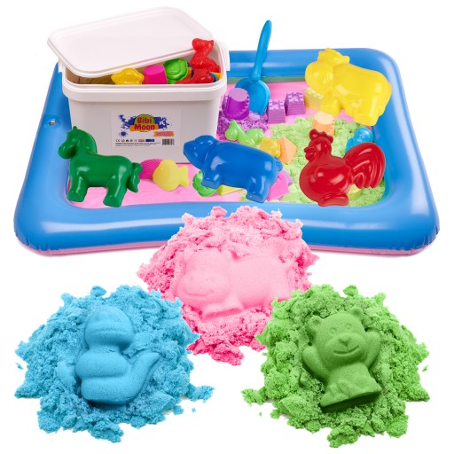 BibiMoon Kinetic Sand 3 кг НАБОР ПЕСОЧНОЙ ЛЕСКИ ФОРМЫ ДЛЯ ПЕСКА