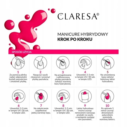 CLARESA РОЗОВЫЙ ГИБРИДНЫЙ ЛАК PINK 509 5 мл