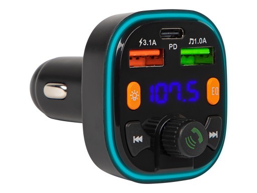 FM-ПЕРЕДАТЧИК BLUETOOTH LED RGB MP3 SD BT FAST PD ЗАРЯДНОЕ УСТРОЙСТВО 2xUSB QC 3.0