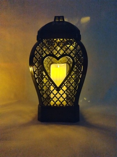 свеча-фонарь Glamour Heart Openwork черная 29 см